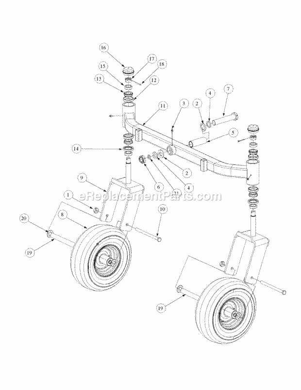 Front Caster Assembly Diagram and Parts List for M60-KW 53BH5D8X750 Cub Cadet Sprayer